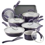 Rachael Ray 12154 Create Delicious Nonstick Cookware Pots and Pans Set, Aluminum, Purple Shimmer