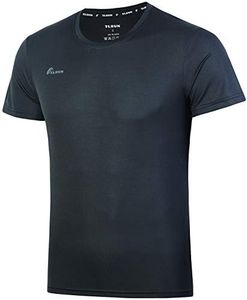 TLRUN Men's Ultra Lightweight Running Shirts, Dry Fit Marathon Top Tee, Cool Short Sleeve Athletic T-Shirts, Black, Small
