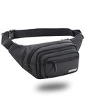 GoTrippin by Destinio Waist Bags for Men Women - Premium Stitching, Branded Zippers, Waterproof Pocket, RFID Safe - Large Fanny Pack for Hiking Travel, Money Belt, Black