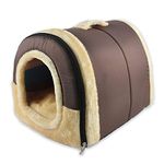 Glumes 2 in 1 Pet House and Sofa, Machine Washable Non-Slip Foldable Soft Warm Dog Cat Puppy Rabbit Pet Nest Cave Bed House with Removable Cushion Detachable Cashmere Mattress, 3 Sizes