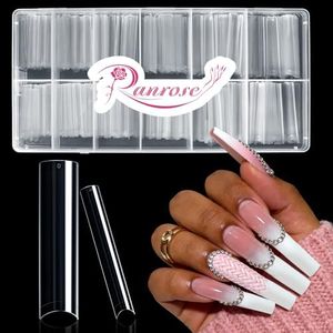 Ranrose 600PCS Clear Extra Long No Curve Nail Tips