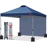 MasterCanopy Durable Ez Pop-up Gazebo Tent with 1 Sidewall(3x3M,Navy Blue)