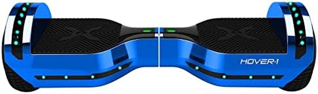 Hover-1 Chrome 2.0 Electric Hoverboard | 6MPH Top Speed, 7 Mile Range, 4.5HR Full-Charge, Built-In Bluetooth Speaker, Rider Modes: Beginner to Expert, Blue