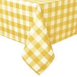 Hiasan Checkered Square Tablecloth - Stain Resistant, Washable and Waterproof Table Cloth Gingham for Outdoor Picnic, Holiday Dinner, 60 x 60 Inch, Yellow and White