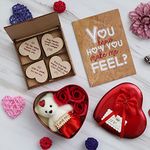 eCraftIndia Greeting Card Heart Shaped Gift Box Teddy Roses, 20 Reasons Why I Love You Printed on Little Hearts- Valentine Day Gift for Girlfriend Boyfriend Husband Wife- Valentine Decoration Items