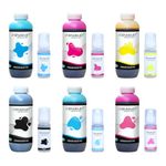 Splashjet 057 Compatible Refill Ink for Epson L8050, L18050 Printer - Compatible Ink Bottle for Epson 057 Ink Code for Epson Inktank Printer - (1kg x C/M/Y/Bk/LC/LM) Ink Bottle - 503832