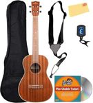 Kala KA-BG Gloss Mahogany Baritone Ukulele - Natural Bundle with Gig Bag, Tuner, Strap, Austin Bazaar Instructional DVD, and Polishing Cloth