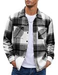 COOFANDY Mens Flannel Shirt Long Sleeve Checked Shirt Mens Casual Checked Jacket with Pockets Black XL