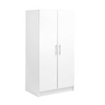 Prepac Armoir, Elite 32"W x 35"H x 20"D White Wardrobe Closet & Cabinet - Functional Clothes Storage with Hanging Rail, Armoire Wardrobe - WEW-3264