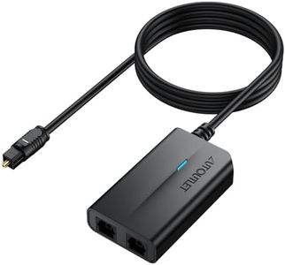 AUTOUTLET 1 in 2 Out Fiber Optic Splitter, Digital Optical Audio Splitter Supports PCM2.0, DTS, Dolby-AC3, Compatible with HDTV, PS4, Xbox & Home Theater Systems
