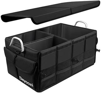 Deyooxi Organisateur Coffre Voiture,Imperméable Organisateur de Rangement de Coffre de Voiture Pliable avec Couvercle Pliable,Rangement Voiture Coffre avec Poignée en Alliage d’Aluminium