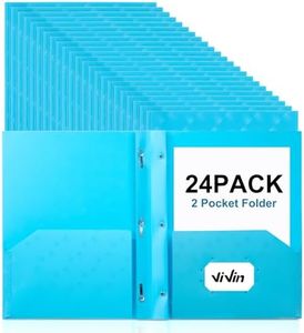 ViVin Plastic Folders with Pockets and Prongs,24 Pack,Heavy Duty 2-Pocket File Folder with 3 Fasteners,Fits Letter Size Paper,for School Home and Office(Bright Blue)