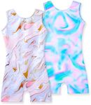 Nymphperi Girls Leotards for Gymnastics 7-8 Years Old Pink Tie Dye Biketards with Shorts Green Tie Dye Gym Unitards
