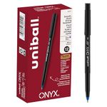 uni-ball ONYX Rollerball, Stick Roller Ball Pen Micro-0.5mm, 12 Pack, Blue Ink