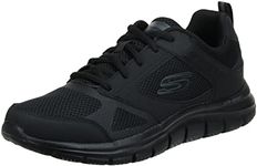 Skechers Men's Track-SYNTAC Sneaker, Black Leather Mesh Black Trim, 10 UK