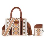 Wrangler Tote Bag for Women Aztec Top Handle Satchel Purse Boho Shoulder Handbags with A Cute Matching Wrangler Wallet LW-WG2202-8120SW CF