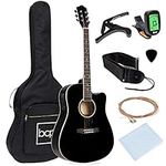 Best Choice Products 41in Full Size Acoustic Electric Cutaway Guitar Set w/Capo, E-Tuner, Gig Bag, Strap, Picks - Black