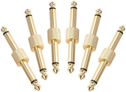 OTraki 6 Pack Guitar Pedal Coupler 1/4 inch Effect Pedal to Pedal Connector Guitar Pedal Connector Gold Plated 6.35mm Male to Male Straight Type Plug for Guitar Pedalboard to Space Saving