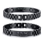 TempBeau Daddy Gift Mens Bracelet : Engraved Dad Black Link Chains Stainless Steel 21cm Personalised Men Bangle Jewelry Gift in Father's Day Birthday Thanksgiving Christmas