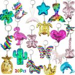 Acuiwer 20 PCS Sequin Keyrings Colorful Girls Keyrings Party Bags Gift Reversible Sequins Birthday Favors Backpack Accessories (Sequin-20PCS)