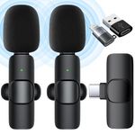 Wireless Microphones, 2 Pack Wireless Microphone for iPhone iPad Smart Phone Computer, Plug-Play Microphone Wireless Lavalier Microphone for Recording,Live Stream,YouTube,Facebook,TikTok