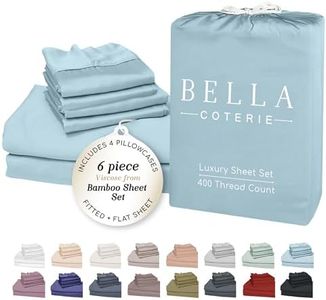 Bella Coterie 6 Piece Luxury Bamboo Viscose Split Top King Size Sheet Set | 34" Split for Adjustable Beds | 100% Organically Grown| Cooling | 18” Deep Pocket | 4 Pillowcases [Coastal Blue]