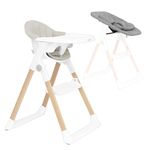 Olmitos Evolutionary 2 Piece Wooden Highchair and Hammock Reducer - Adjustable and Foldable with Safety Belt, from Birth to 3 Years - 3 Point Belt