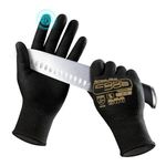 COOLJOB A3 Cut Resistant Safety Work Gloves for Men & Women, Sandy Nitrile Rubber Coated, Knife Proof HPPE and Metal Base, for Gardener, Worker, Construction, Black, 1 Pair, Small