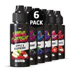 Vape District Vape Liquid 6 x 100ml Apple Raspberry + Blackcurrant + Blueberry + Grape + Strawberry + Summer Fruits Vape Juice E Liquid 70/30 Ecig Juice Cigarette Liquid E Juice E-Liquid Nicotine Free