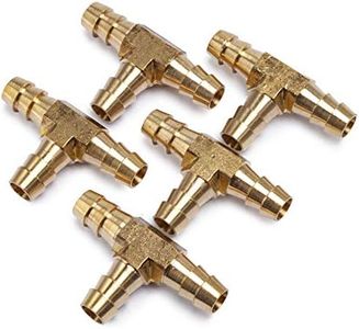 LTWFITTING Brass Barb Tee Fitting 3/8-Inch(10mm) ID Hose for Water Fuel Boat (Pack of 5)