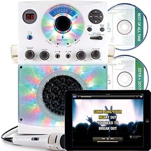 Singing Machine SML385 Karaoke Equipment with Bluetooth 1 Microphone and 36 Current Tracks, White