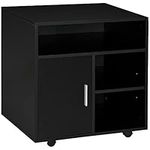 HOMCOM Multi-Storage Printer Stand Unit Office Desk Side Mobile Storage w/Wheels Modern Style 60L x 50W x 65.5H cm - Black