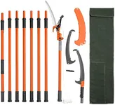 VEVOR Manual Pole Saw, 7.3-27 ft Extendable Tree Pruner, Sharp Steel Blade and Scissors High Branches Trimming, Branch Trimmer with Lightweight 8 Fiberglass Handles, for Pruning Palms and Shrubs