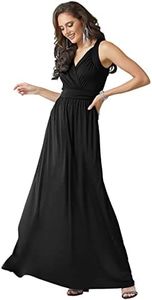 KOH KOH Womens Long Sleeveless Flowy Bridesmaid Cocktail Evening Gown Maxi Dress, Black, X-Small