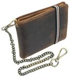 VISCONTI Leather Biker Wallet with Security Chain RFID Plus Tap and Go CHN Oil Tan Elastic