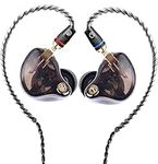 Famedy In Ear Monitors Wired Earbuds with Tesla Magnet, MMCX Detachable Cables,Noise-Isolating in ear Headphones for Singer Musicians Drummer Hifi Stereo IEMs (Transparent Coffee, no Mic)