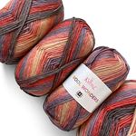 Wool Wonders Yarn for Crocheting, 4 Skeins, 640Yds/400G, Free Patterns - Wool Yarn for Knitting - Aran/Heavy #4 Medium Worsted Weight - Purple Peach