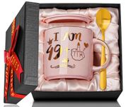 Funny 50th Birthday Gifts for Women, 14oz Pink Marble Ceramic Coffee Cup Gift idea for Her Turning 50 Years Old as a Friendly Joke Birthday Celebration Mug Printed with Gold, Card, Nice Gift Boxed