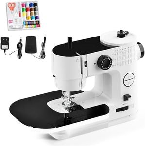 Yopower Sewing Machine, Portable Model with 39 Stitch Patterns, Twin-Needle & Buttonhole Sewing, Dual Speed, Automatic Bobbin Winding, Foot Pedal Control, Built-in LED, Free-Arm & 42PCS Sewing Kit