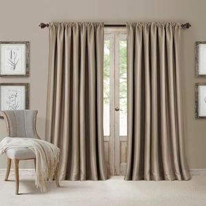 Elrene Home Fashions 026865854039 Blackout Energy Efficient Room Darkening Rod Pocket Window Curtain Drape Regal Solid Panel, Fabric, Taupe, 52" x 84" (1 Panel)