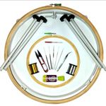 KOLUR Groups - Embroidery kit/Aari Work Set for Beginners 14 Items (Hoop 18 inch with Stand)