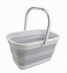 SAMMART 12L Collapsible Rectangular Handy Basket/Bucket (Grey)