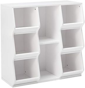 Kings Brand Furniture White Finish Wood Cubby Storage Cabinet Unit with Shelves