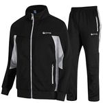 TBMPOY Men's Tracksuit Athletic Sports Casual Full Zip Sweatsuit, 03 Black+light Grey, Large