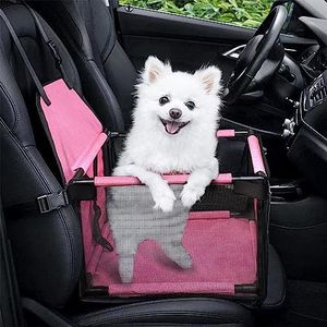 GENORTH Dog Car Seats for Small and Medium Dogs,Portable Puppy/Pet Car Booster Seat with Clip-On Leash and Mesh Window for Pet Up to 20 lbs