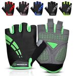 WESTWOOD FOX Cycling Gloves for Men Women,Half Finger Unisex Gel Padded Anti-Slip Mountain Bike Gloves, Breathable Shock Absorption Grip Palm Bicycle Summer Riding MTB Bike Gloves (GREEN, M)