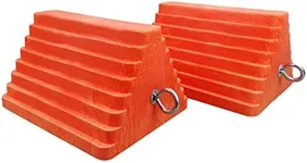 ROBLOCK 2 Pack Wheel Chocks Heavy Duty Orange with Eyebolt for Travel Trailer, 10" Length x 8" Width x 5.7" Height