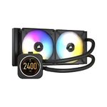 Corsair iCUE H100i ELITE LCD Display Liquid CPU Cooler (Custom IPS LCD Screen, 40 Dynamic RGB LEDs, 120mm Fans, 240mm Radiator, Corsair Commander Core Smart Lighting Controller Included) Black