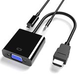 Cuxnoo HDMI to VGA Adapter, HDMI-VGA 1080P Converter with 3.5mm Audio Jack and USB Power Supply for HDMI Laptop, PC, PS4, Blue Ray Player, Raspberry Pi, Xbox to VGA Monitor, Projector and More