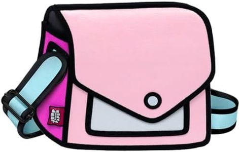 Original 2D Cartoon Crossbody Bag (Giggle) – Fun Pop Art, Novelty Cross Body Shoulder Bags for Senior Year and Women (Neon Pink, Medium - Classic)